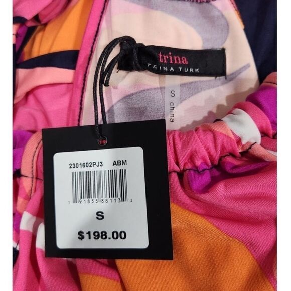 New! Trina by Trina Turk Tropical Print Halter Juju Jumpsuit - Picture 6 of 7